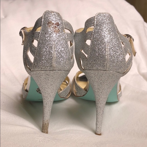 Betsey Johnson silver glitter sparkle Strappyheels - Picture 6 of 8